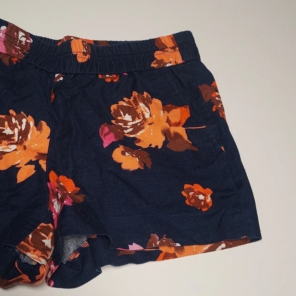 J.Crew Factory Navy Blue Floral Pull On Short Size 2 - Picture 3 of 11